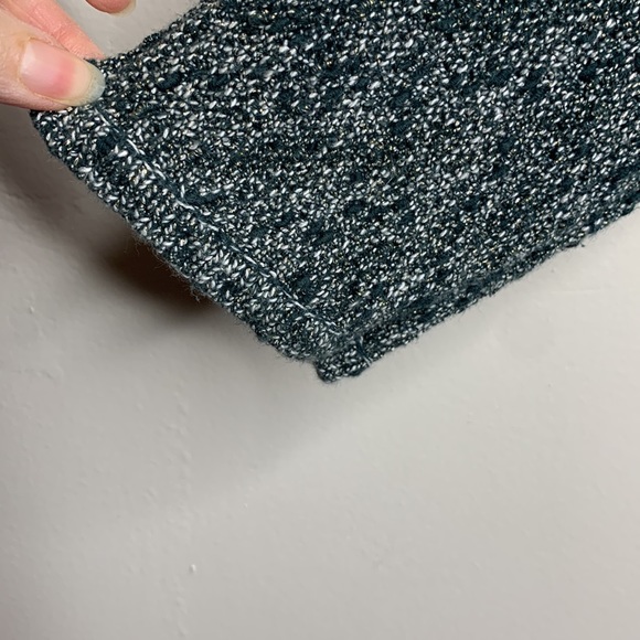 CHICO’S Sweater Green & Metallic Gold Dolman Sleeves Scoop Neck 3/4 Sleeves 12 - Picture 5 of 12